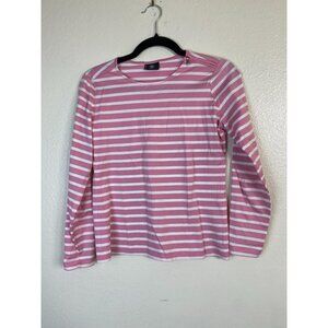 Bogner Womens Pink White Striped Long Sleeve Cotton Top Size 4 Outdoor